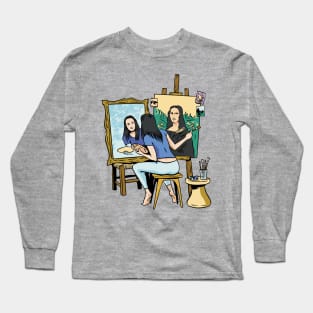 Mona Lisa Self Portrait Long Sleeve T-Shirt